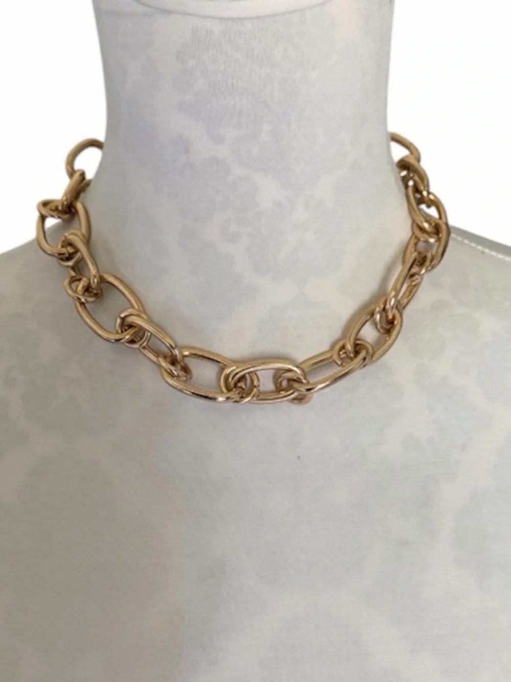 Gold Tone Oversized Link Chain Necklace | Chunky Statement Necklace Adjustable